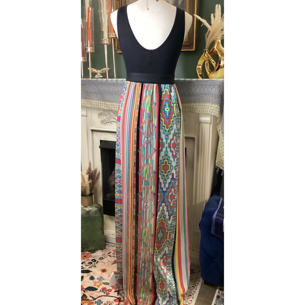 Yetts Los Angeles Womens Multi Color Geometric Print Mixed Media Maxi Dress M - Picture 3 of 6